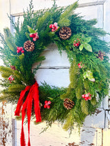30" Artificial Cedar & Pine Berry Wreath – Classic Christmas Door Greenery TCT Crafts