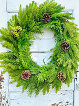 Natural Real Touch Mixed Winter Evergreen Front Door Winter Wreath TCT Crafts