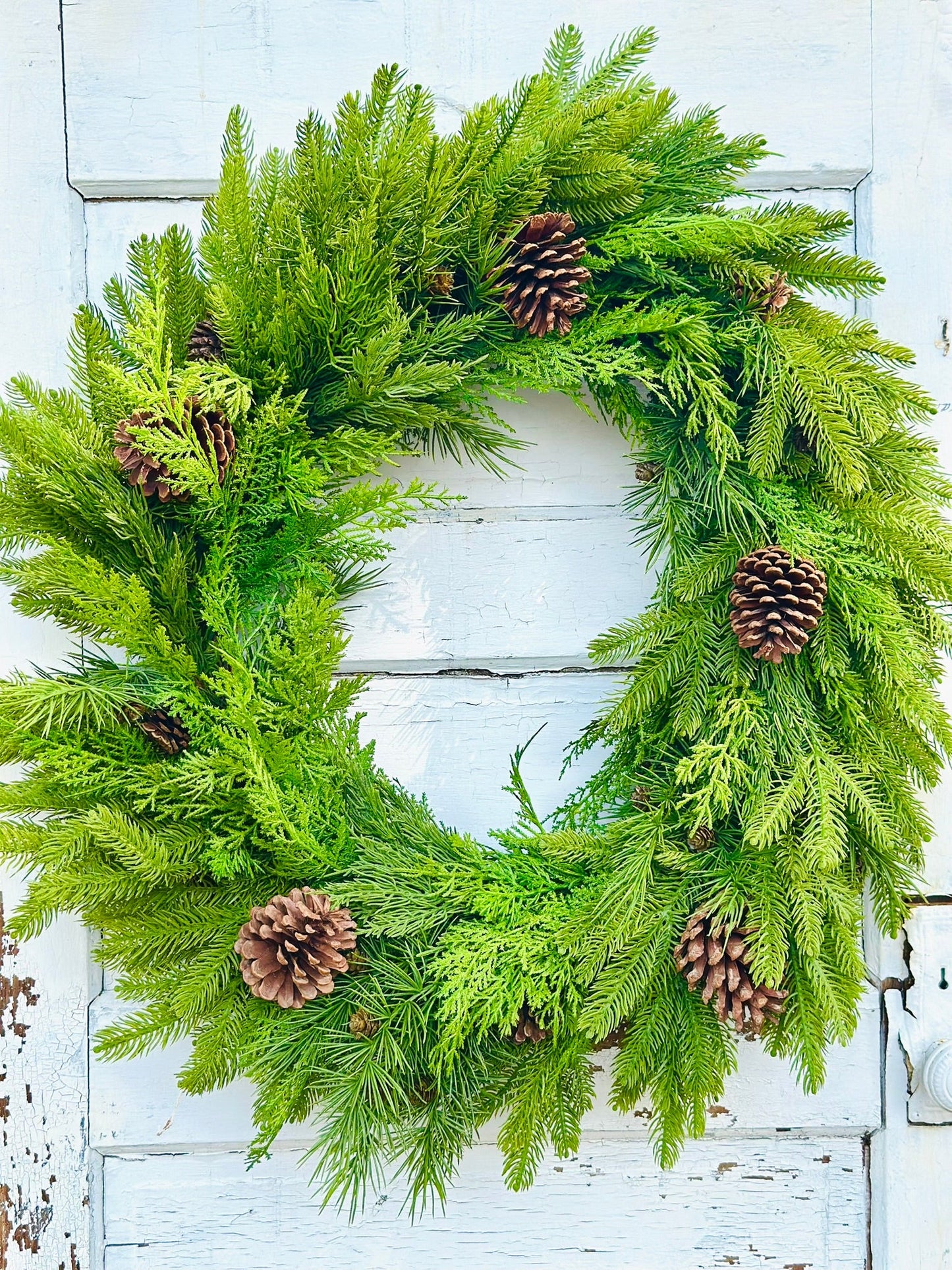 Natural Real Touch Mixed Winter Evergreen Front Door Winter Wreath TCT Crafts