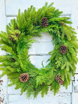Natural Real Touch Mixed Winter Evergreen Front Door Winter Wreath TCT Crafts