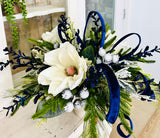 Blue Magnolia Winter Arrangement – Elegant Christmas or Hanukkah Centerpiece TCT Crafts