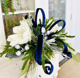 Blue Magnolia Winter Arrangement – Elegant Christmas or Hanukkah Centerpiece TCT Crafts