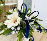 Blue Magnolia Winter Arrangement – Elegant Christmas or Hanukkah Centerpiece TCT Crafts