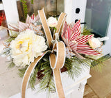 Rustic Glam Gingerbread Christmas Arrangement with Snowy Peonies & Burlap Ribbon TCT Crafts