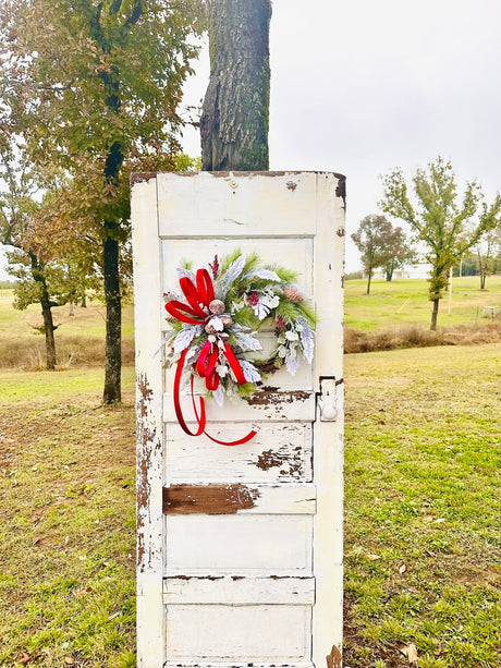 Classic Christmas Grapevine Wreath | Red Velvet Ribbon Winter Door Wreath TCT Crafts