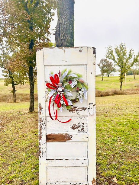Classic Christmas Grapevine Wreath | Red Velvet Ribbon Winter Door Wreath TCT Crafts
