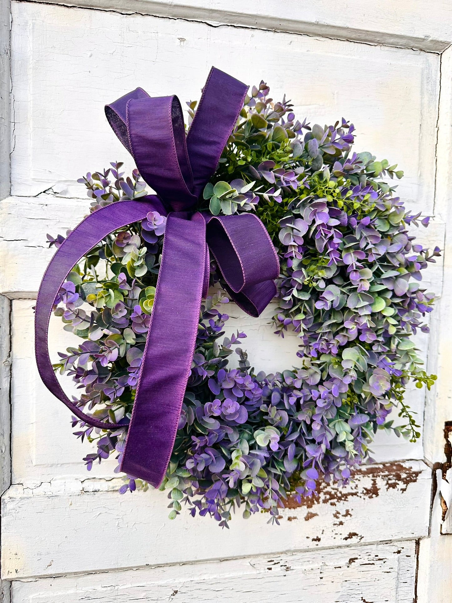 Purple Boxwood Wreath with Velvet Bow | Elegant Spring Summer Grapevine Wreath TCT Crafts