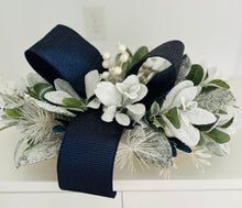 Load image into Gallery viewer, Elegant Navy Blue &amp; White Christmas Floral Centerpiece - Holiday Table Decoration, Festive Home Decor - Luxury Tabletop Centerpiece