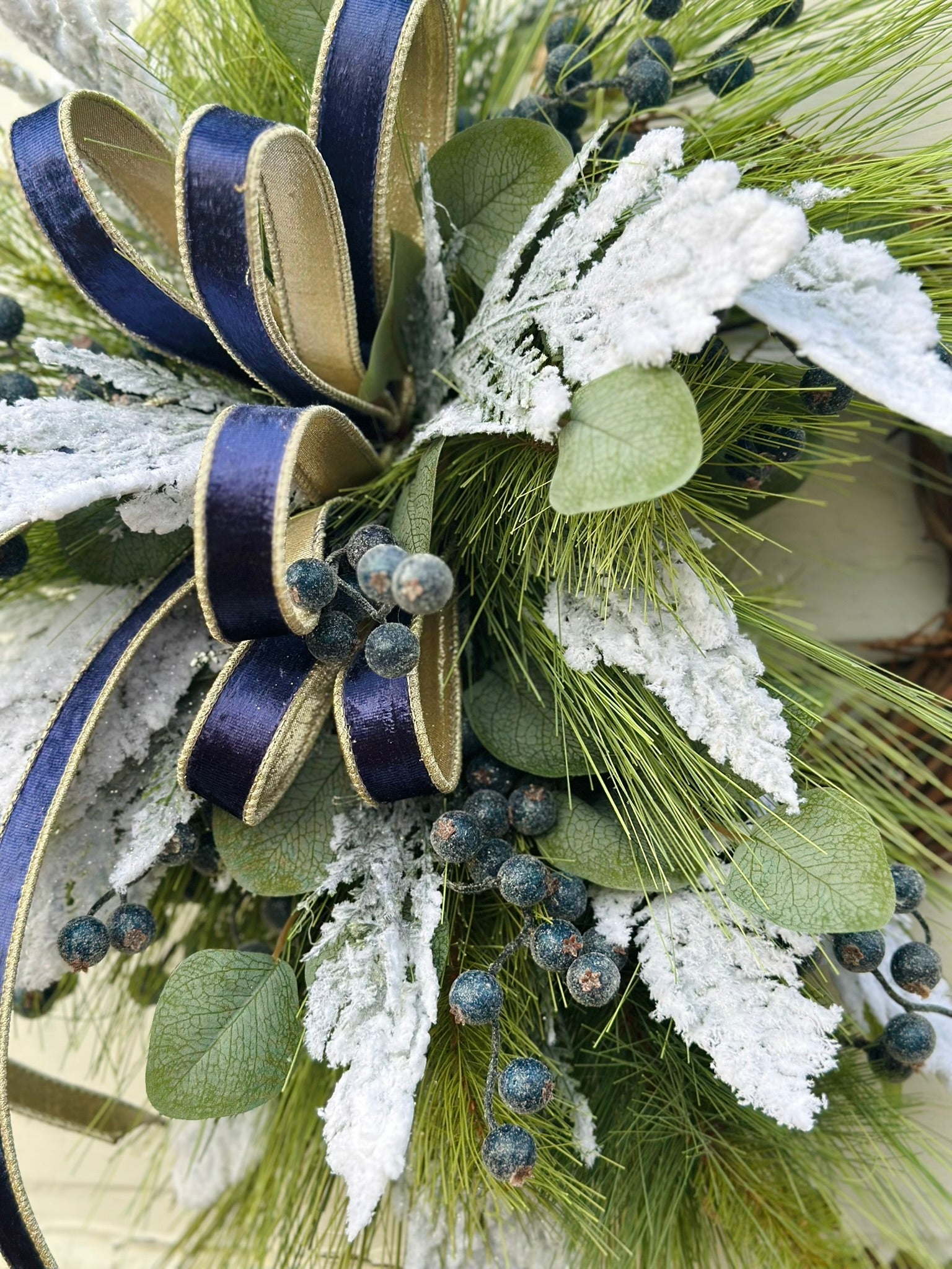 Blue Berry Winter Pine Christmas Wreath | Blue Velvet Holiday Wreath TCT Crafts