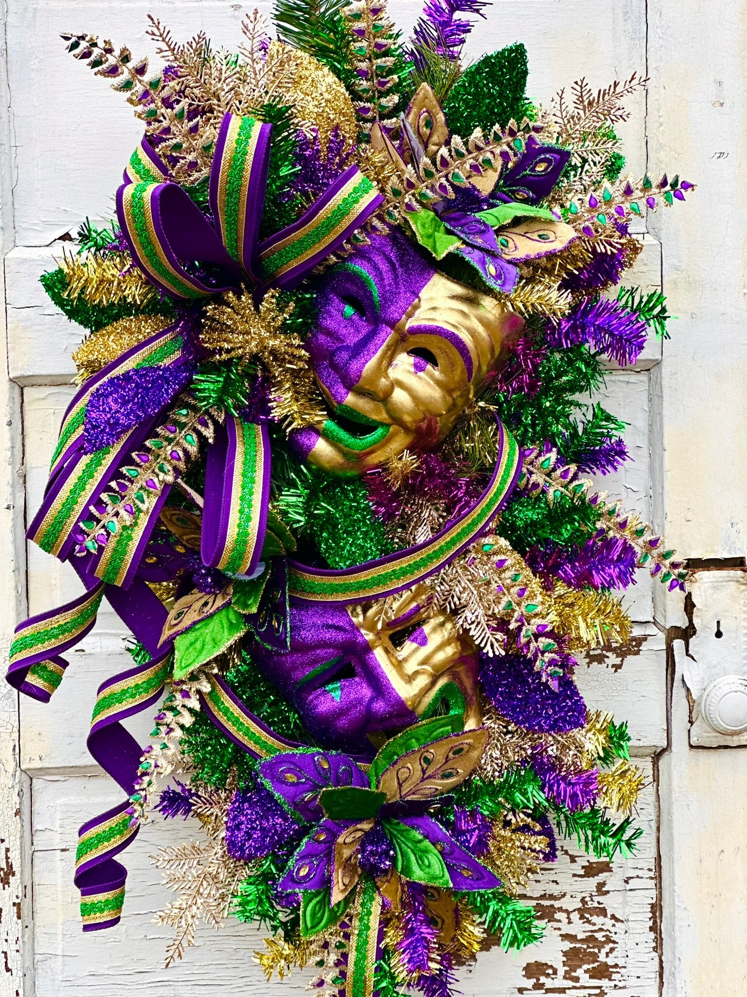 XL Mardi Gras Swag with Comedy and Tragedy Mask – Luxury Carnival