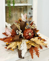 Neutral Boho Fall Floral Arrangement with Rustic Pumpkin, 16x18 Table Centerpiece by TCT Crafts TCT Crafts