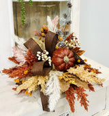 Neutral Boho Fall Floral Arrangement with Rustic Pumpkin, 16x18 Table Centerpiece by TCT Crafts TCT Crafts