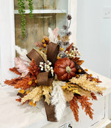 Neutral Boho Fall Floral Arrangement with Rustic Pumpkin, 16x18 Table Centerpiece by TCT Crafts TCT Crafts