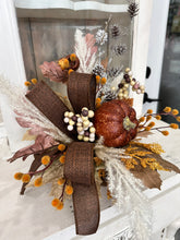 Load image into Gallery viewer, Neutral Boho Fall Floral Arrangement with Rustic Pumpkin, 12x16 Table Centerpiece by TCT Crafts