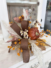 Load image into Gallery viewer, Neutral Boho Fall Floral Arrangement with Rustic Pumpkin, 12x16 Table Centerpiece by TCT Crafts