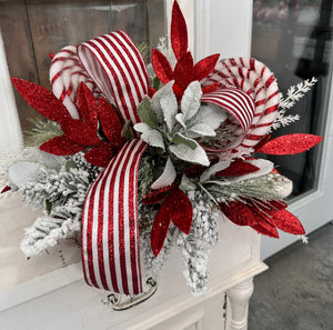 Red & White Peppermint Lollipop Holiday Centerpiece | Christmas Table Decor | 22x13 Festive Arrangement