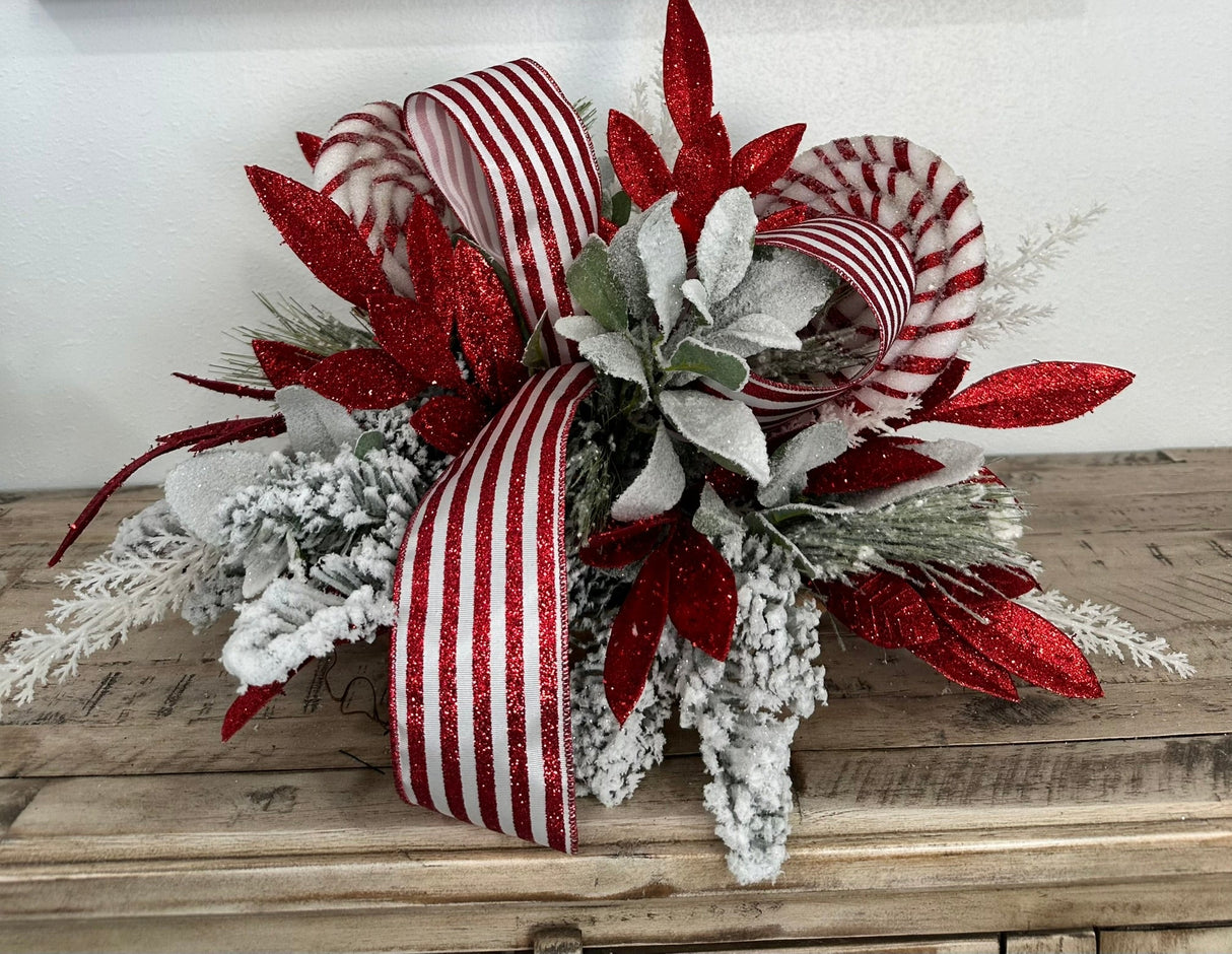 Red & White Peppermint Lollipop Holiday Centerpiece | Christmas Table Decor | 22x13 Festive Arrangement TCT Crafts