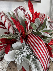 Red & White Peppermint Lollipop Holiday Centerpiece | Christmas Table Decor | 22x13 Festive Arrangement