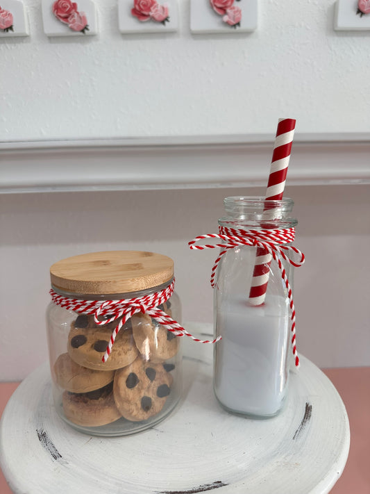 Faux Milk & Cookies for Santa Display | 4" Jar with Optional Decal | Holiday Kitchen Decor