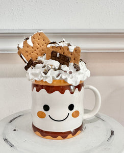 Adorable S'mores-Themed Faux Treat in Glass Mug | Cute Kitchen Decor | 7" Display Piece