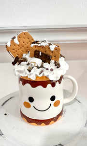 Adorable S'mores-Themed Faux Treat in Glass Mug | Cute Kitchen Decor | 7" Display Piece