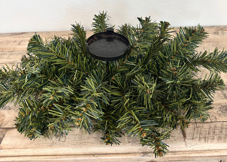 24-Inch Mixed Pine Candle Ring Swag – Rustic Centerpiece Greenery for Holiday Table Decor - CV22000