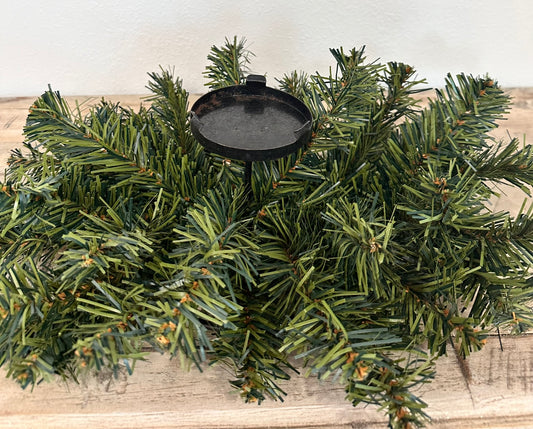24-Inch Mixed Pine Candle Ring Swag – Rustic Centerpiece Greenery for Holiday Table Decor - Versatile Supply for DIY Holiday Centerpieces