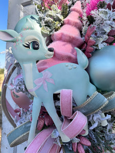 Pastel Christmas Bambi Winter Swag – 38"x23" Whimsical Holiday Door Decor | TCT Crafts