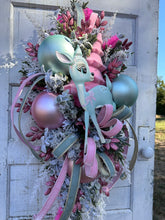 Load image into Gallery viewer, Pastel Christmas Bambi Winter Swag – 38&quot;x23&quot; Whimsical Holiday Door Decor | TCT Crafts