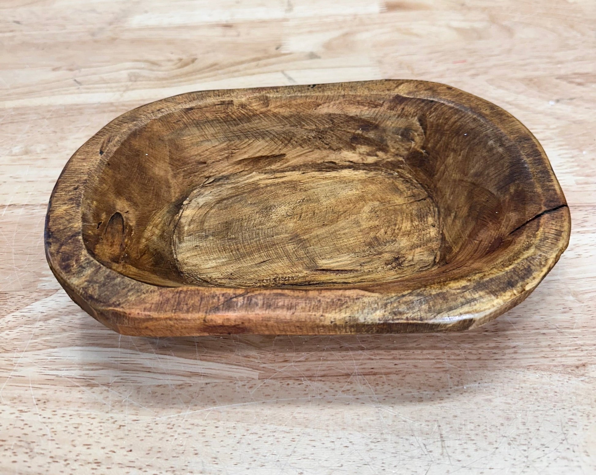 Handmade Wood Dough Bowl - Unique Stained Wooden Bowl - Approximately 10" for Rustic Decor and Serving TCT Crafts