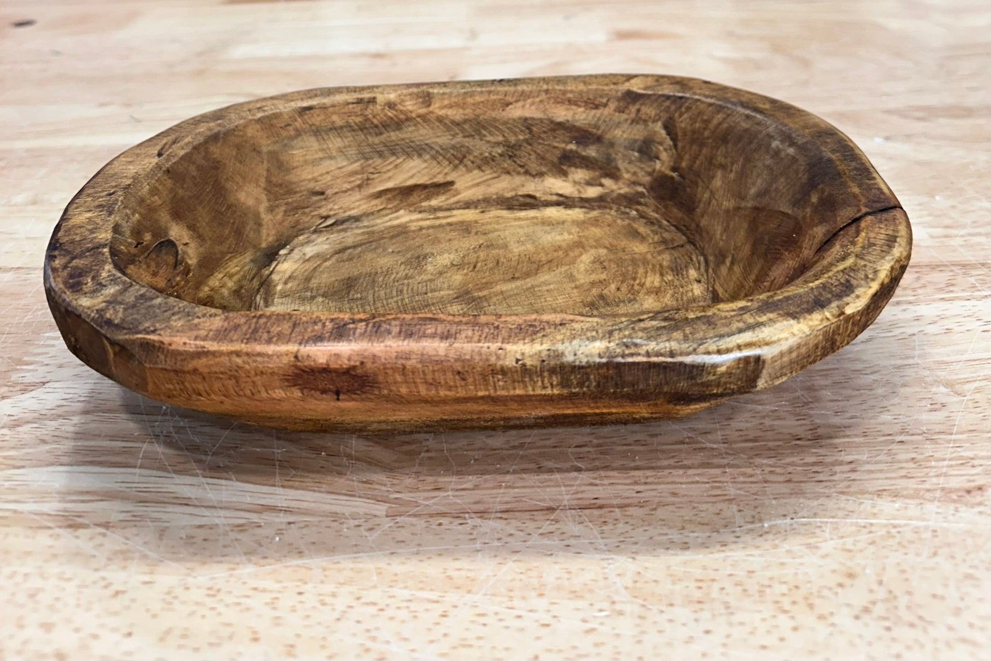 Handmade Wood Dough Bowl - Unique Stained Wooden Bowl - Approximately 10" for Rustic Decor and Serving TCT Crafts