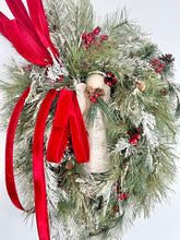 Load image into Gallery viewer, Winter Angel Grapevine Wreath – Elegant 32&quot;x22&quot; Christmas Wreath with Red Velvet Bow &amp; Pine Sprays for Front Door Decor