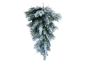 30" Artificial Frosty Teardrop Swag-Winter Greenery With 33 Tips for Christmas Decor-VTD008