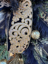 Elegant Black & Gold Holiday Swag | Luxe Door Wreath for Christmas, New Year's, or NOLA Theme | 36" x 18" Festive Decor