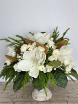 Frosted Magnolia & Peony Arrangement - 18"x20" Winter Wedding or Elegant Home Decor