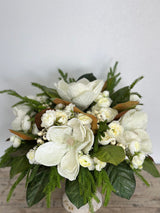 Frosted Magnolia & Peony Arrangement - 18"x20" Winter Wedding or Elegant Home Decor