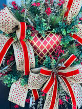 Large Valentine's Day Wreath for Front Door I Glam Winter Porch Decor