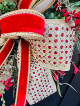 Large Valentine's Day Wreath for Front Door I Glam Winter Porch Decor