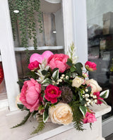 Artificial Cream Rose & Peony Valentine's Day Floral Arrangement - Small Table Centerpiece for Home- Unique Gift Idea for Loved One TCT Crafts