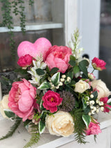 Artificial Cream Rose & Peony Valentine's Day Floral Arrangement - Small Table Centerpiece for Home- Unique Gift Idea for Loved One TCT Crafts