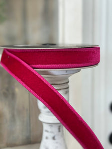 1"x10yd Hot Pink Velvet Wired Ribbon – Luxurious Craft and Decor | TCT Crafts I RG008-15