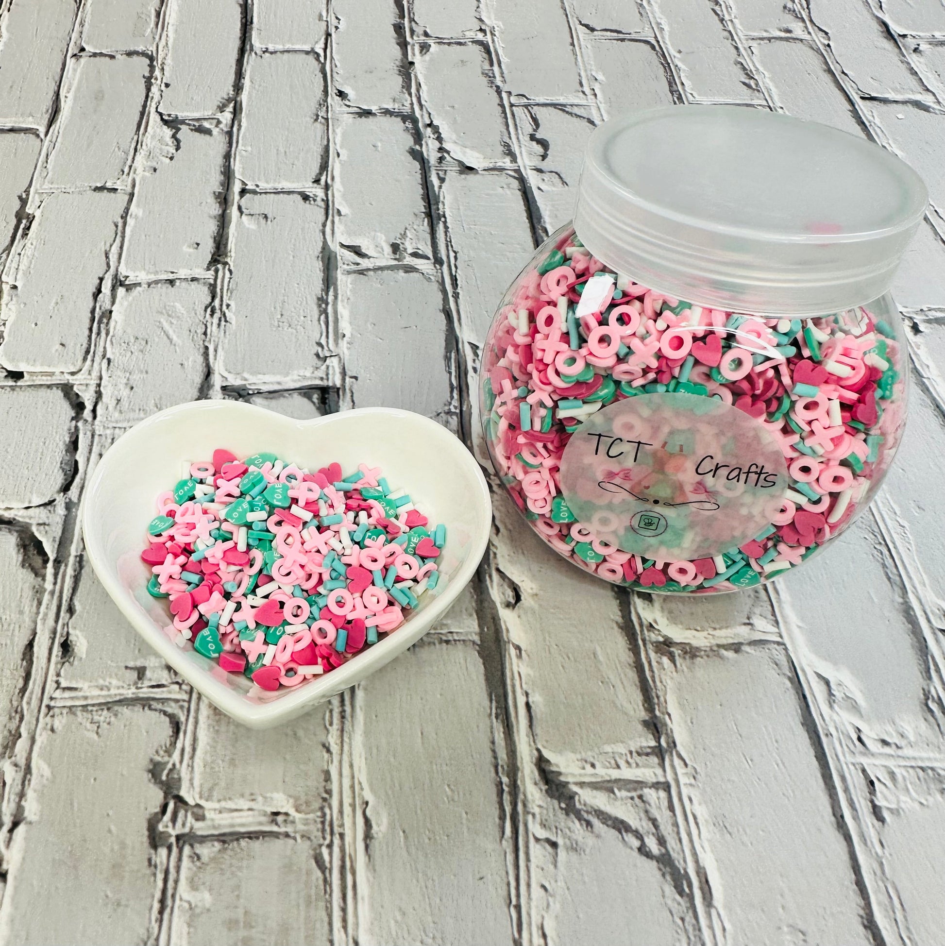 150g Pastel Love Valentine's Polymer Clay Sprinkle Mix - Ideal for Fake Bakes, Clay Art, Slime - Soft, Romantic, and Festive TCTCrafts
