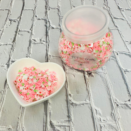 150g Pink Easter Bunny Paws Polymer Clay Sprinkle Mix - Perfect for Fake Bakes, Clay Art, Slime - Cute, Playful, and Festive TCTCrafts