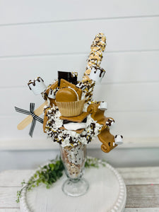 S'mores Themed Faux Milkshake - Handmade Decorative Piece - Ideal for Tiered Trays, Party Decorations, and Photography Props