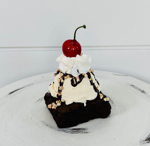 Deliciously Tempting: 4" Faux Brownie a la Mode Tiered Tray Prop