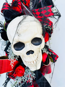 Large Spooky Halloween Skull Wreath/Swag for front door-TCT1531