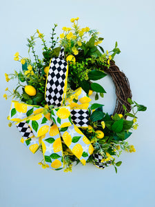 TCT1385-Lemon Wreath for front door/Kitchen Lemon Decor