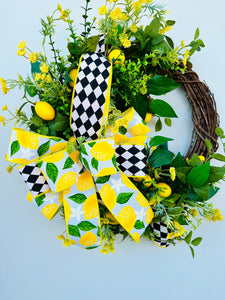 TCT1385-Lemon Wreath for front door/Kitchen Lemon Decor
