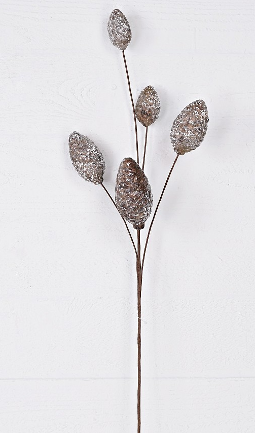32" Snowy Pinecone Spray – Glittered Artificial Winter Stem for Christmas Decor Impressive Enterprises, Inc.