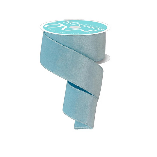 Ice Blue Velvet Ribbon | Wired Christmas Velvet Ribbon | 2.5" x 10yd-RGE165948 Craig Bachman